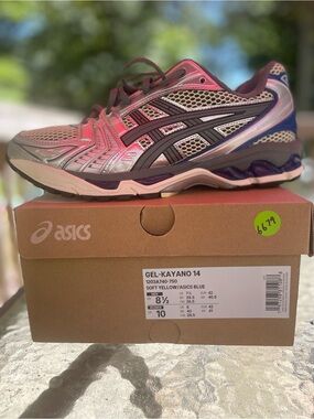 Asics GEL-Kayano 14 men size 8.5 Running Shoes soft yellow/asics blue